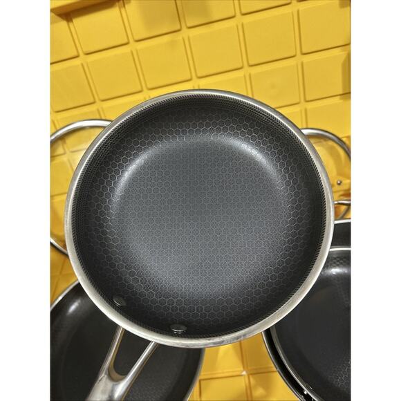 HEXCLAD 7 Piece Nonstick Stainless Steel Frying Pan Set 8 10 12- Lids Wok $600 - Picture 9 of 10
